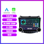 11.8 Inch 2K Double Knobs 2 Din Car Radio For Honda Accord 2003-2007 Car Radio DVD Multimedia Video Player Android Auto Carplay