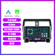 11.8 Inch 2K Double Knobs 2 Din Car Radio For Toyota Prado 2018 -2020 Car Radio DVD Multimedia Video Player Android Auto Carplay