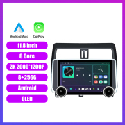 11.8 Inch 2K Double Knobs 2 Din Car Radio For Toyota Prado 2018 -2020 Car Radio DVD Multimedia Video Player Android Auto Carplay