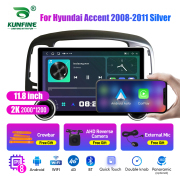 11.8 Inch 2K Double Knobs 2 Din Car Radio For Hyundai Accent 2008 - 2011 Silver Car Radio DVD Multimedia Video Player Android Auto Carplay