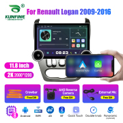 11.8 Inch 2K Double Knobs 2 Din Car Radio For Renault Logan 2009-2016 RHD Silver Car Radio DVD Multimedia Video Player Android Auto Carplay