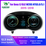 12.3" LCD Digital Dashboard Cluster For Benz C/GLC W205 NTG5.0/5.1 2015-2018 Speedometer Virtual Instrument Panel Cockpit Meter