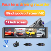 12" Dash Cam 4-Channel Record 1080P 4K ADAS BSD Car DVR WIFI Rear View Mirror Auto Video Recorder Camera Ultra HD 24H Parking