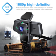 3.16 Inch Car Dash Cam DVR 3 Cameras Recording Video Parking Monitoring 1080P Sensor IPS Night HD Vision Cycle Recording Video