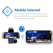 3.16 Inch Car Dash Cam DVR 3 Cameras Recording Video Parking Monitoring 1080P Sensor IPS Night HD Vision Cycle Recording Video