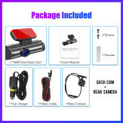 3.16 Inch Dash Cam in Car DVR Camera Video Recorder Rear View Dual Lens 1080P Sensor IPS Night HD Vision Cycle Recording Video