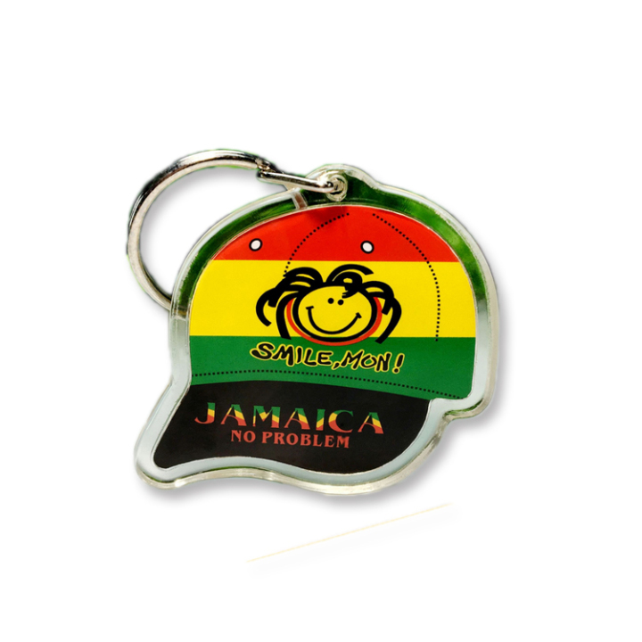 Custom Jamaica souvenir gift cap shape acrylic keychain