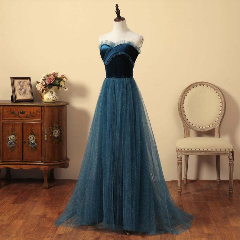 Ink blue prom dress 2025