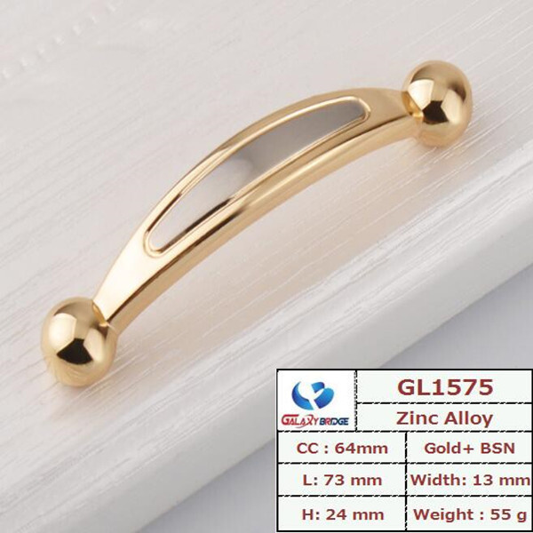 64mm plated gold and chrome dresser pull