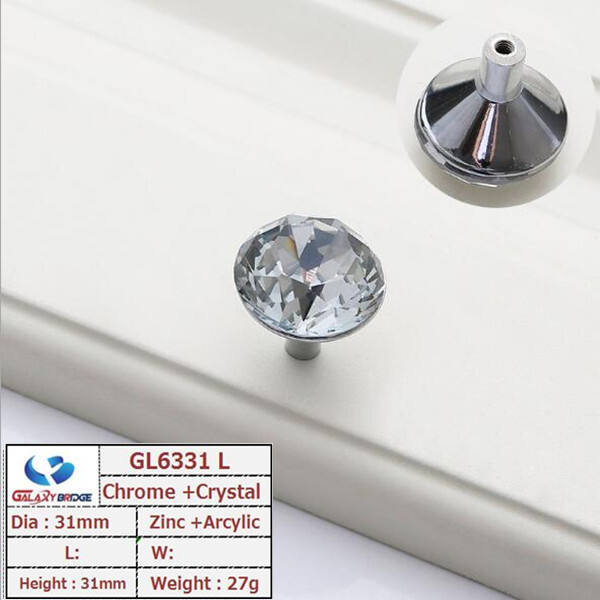 Arcylic Knob Diamond handle Chrome cabinet knob