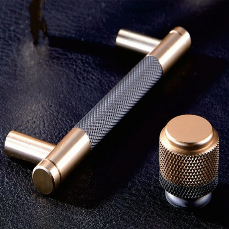 Nordic Golden Kitchen wardrobe Cupboards Cabinet Knobs Handles for Knurled Furniture Cabinets and Drawers Handles Pulls  