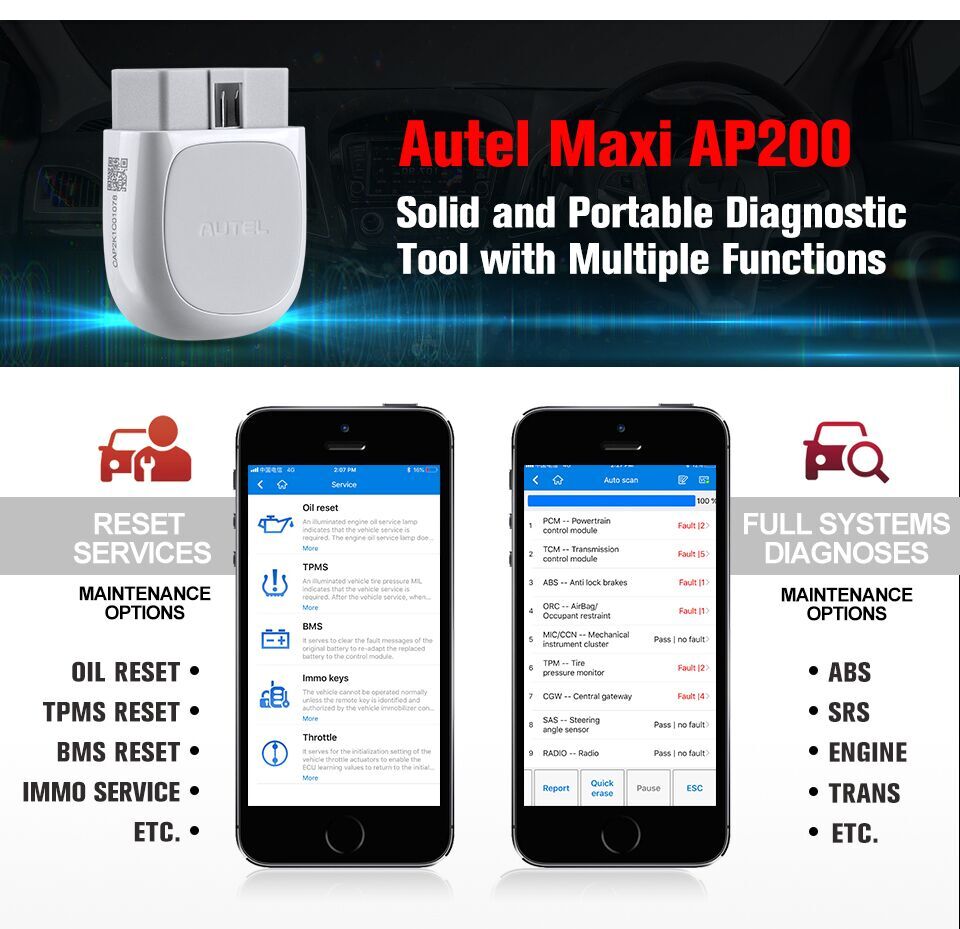Autel MaxiAP AP200 Bluetooth OBD2 Code Reader with Full Systems Diagnoses AutoVIN TPMS IMMO Service for Family DIYers Simplified Edition of MK808 Autel MaxiAP AP200 Bluetooth OBD2 Code Reader with Full Systems Diagnoses AutoVIN TPMS IMMO Service for Family DIYers Simplified Edition of MK808 Autel MaxiAP AP200,AP200,OBD2 Code Reader