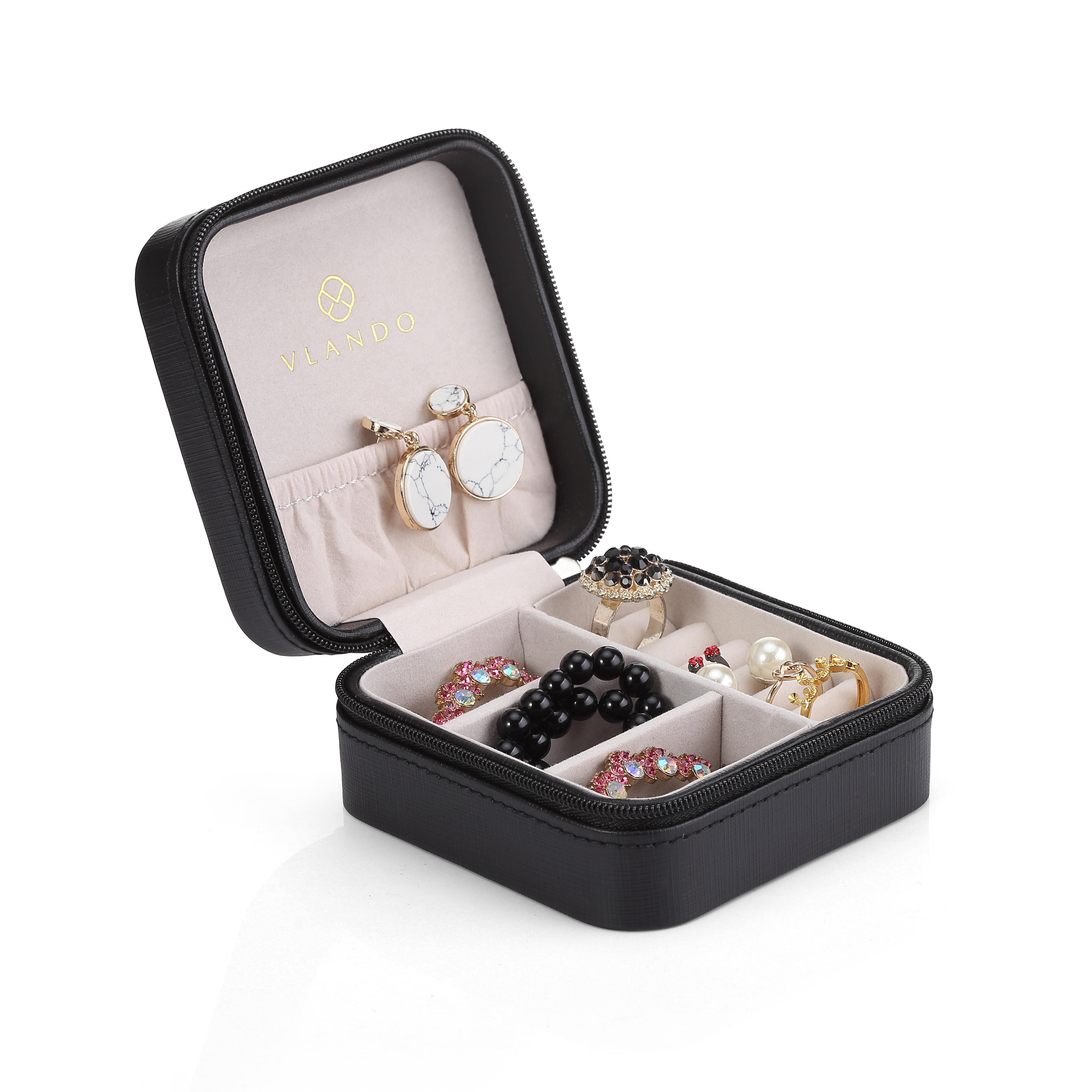 Vlando Small Travel Jewelry Box Organizer Display Storage