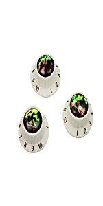 Guyker 3Pcs Abalone Top Guitar Control Knobs for 6mm (0.24”) Dia. Shaft Pots