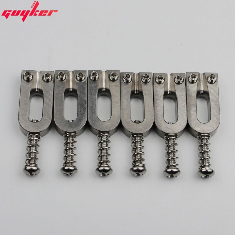 Black Guyker 6Pcs Guitar Individual Bridge Saddles Tailpiece Set with Screws and Hex Wrench Replacement for Electric Guitar