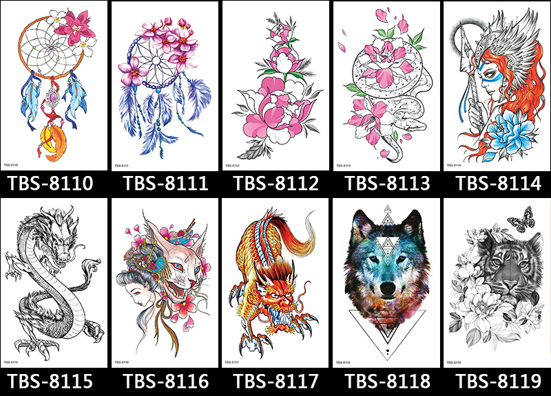 Dawnlight New Waterproof Temporary Totem Tattoo Stickers #TBS-8090-8129 Waterproof Temporary Totem Tattoo Stickers