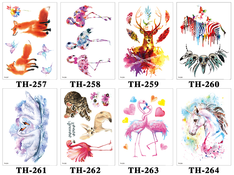 Fashion Temporary Tattoo Sticker Half Arm Wolf And Skeleton Clown Sticker #TH-241-280 Temporary Tattoo Sticker Half Arm Wolf And Skeleton Clown Sticker