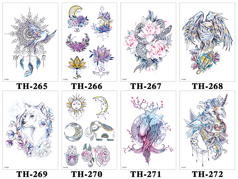 Fashion Temporary Tattoo Sticker Half Arm Wolf And Skeleton Clown Sticker #TH-241-280 Temporary Tattoo Sticker Half Arm Wolf And Skeleton Clown Sticker