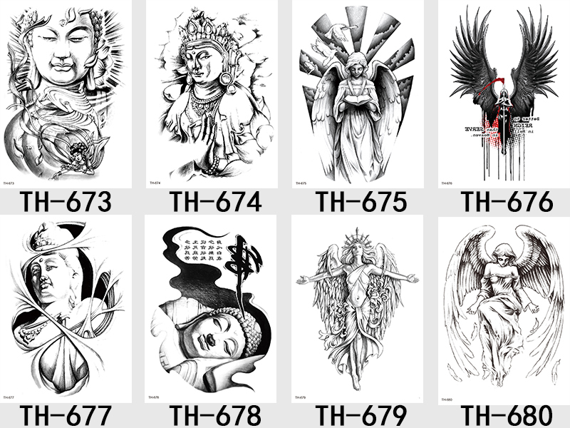 Waterproof Tattoo Sticker Half Arm Colorful Character Animal Flower Sticker #TH-601-680 Waterproof Tattoo Half Arm Colorful Character Animal Flower Sticker