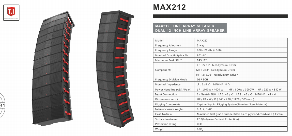 Max212 Dual 12 Inch Three Way Line Array Max212 Dual 12 Inch Three Way Line Array