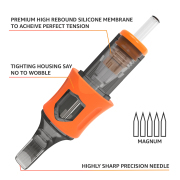 Newest Yaba Tattoo Needles Cartridges with Membrane Professional Disposable Finger Ledge Cartridges 20Pcs/Box