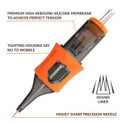 Newest Yaba Tattoo Needles Cartridges with Membrane Professional Disposable Finger Ledge Cartridges 20Pcs/Box