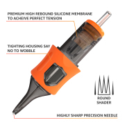 Newest Yaba Tattoo Needles Cartridges with Membrane Professional Disposable Finger Ledge Cartridges 20Pcs/Box