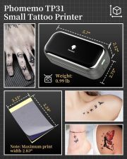 YABA Tattoo Newest Wireless Tattoo Stencil Printer with 30pcs Transfer Paper, Compatible with Phone & Tablet, Bluetooth Mini Thermal Tattoo Printer Machine for Artists & Beginners