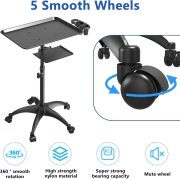 Yaba Tattoo Supply Aluminum Tattoo Tray with Wheels Trolley Adjustable Height