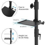 Yaba Tattoo Armrest Stand Legrest Bracket, Tattoo Arm Rest with Non-Slip Base, Height Adjustable, Tiltable, Thickened Black Leather Cushion with Tattoo Supplies Storage Panel