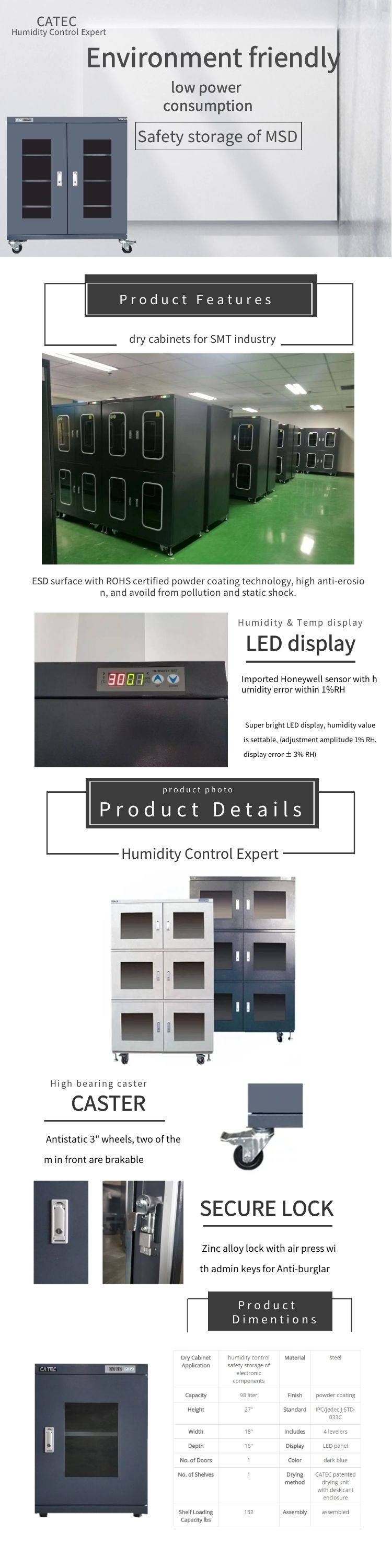 humidity dry box,Desiccant dry cabinet DRY98EB,damp proof cabinet,moisture proof cabinet