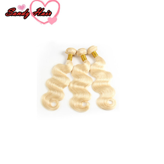 613 color Body wave blond hair products sandy hair human hair 3bundles with 4*4 closure