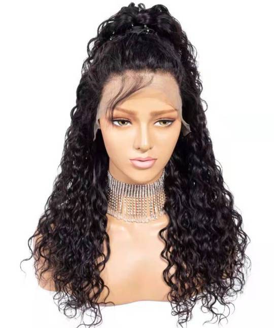 Sandy hair water wave 13*4 frontal lace wigs with virgin human hair products swiss lace transparent lace 220% density