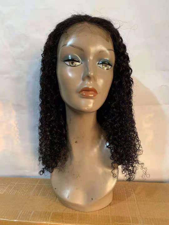 Curly 4*4 closure wigs Sandy hair 180% density virgin human hair products 10A grade human hair