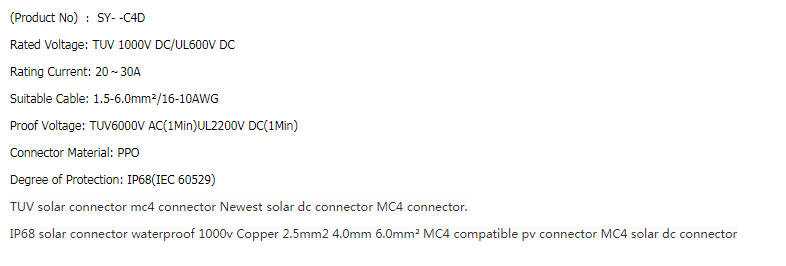 IP68 DC solar connector waterproof 1000v Copper 2.5mm2 4.0mm 6.0mm² MC4 compatible pv connector Solar module dc connector MC4 compatible 100% copper lower resistant