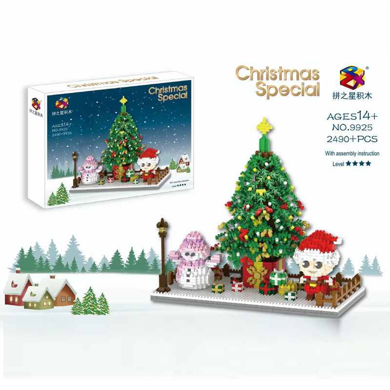 DHL Free Shipping 2490Pcs+ Building Micro Blocks Snow Man Santa Claus Christmas Tree 3D Mini Particles Collection Toys For Children Gift PZX 9925
