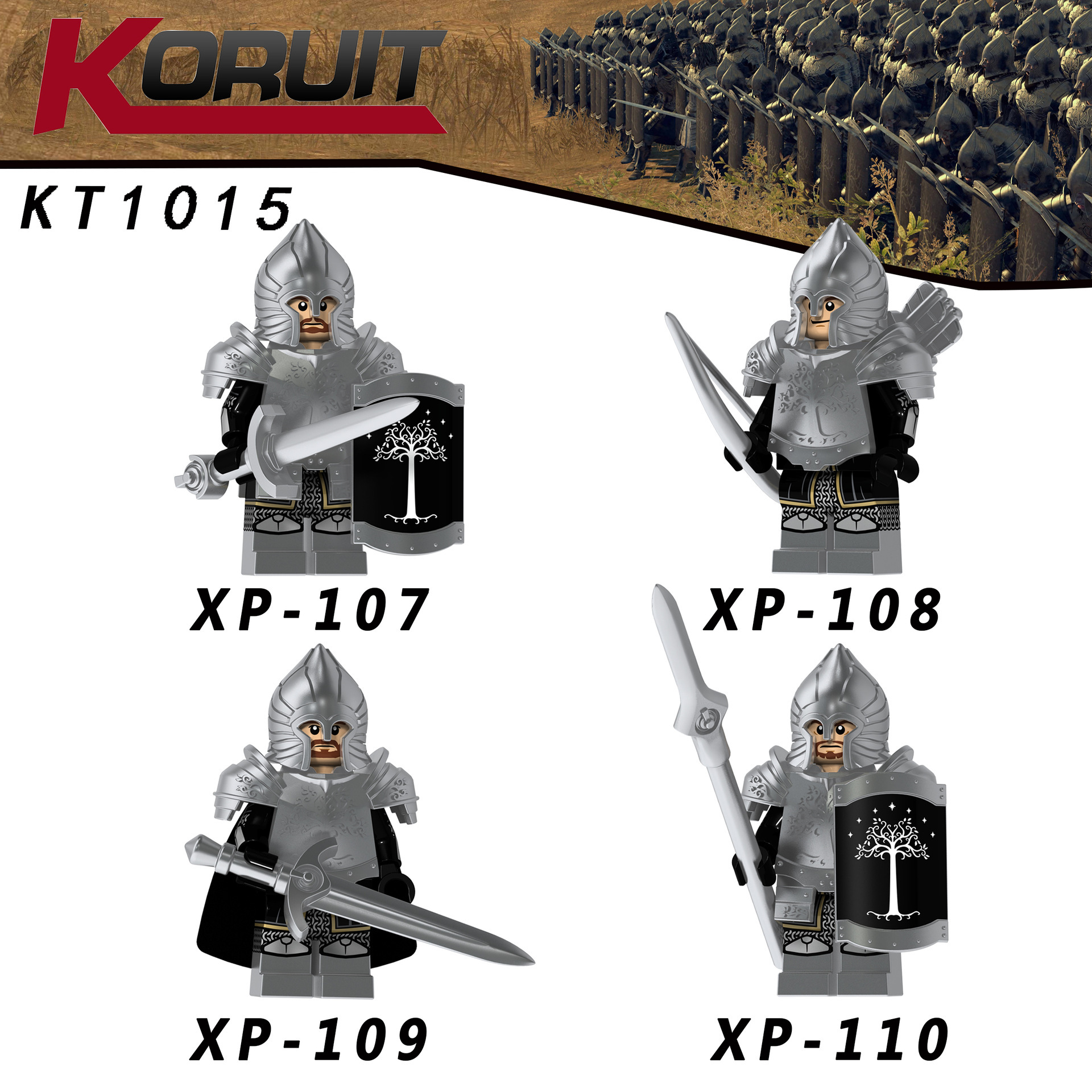 Lord Rings Gondor Roman Soldiers Lancer Medieval Knight Building Block Kids Toys