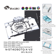 Bykski GPU Water Block For Zotac RTX 4090 Apocalypse / AMP Extreme AIRO / Trinity / Manli Gallardo , Full Cover With Backplate PC Water Cooling Cooler, N-ST4090TQ-X-V2