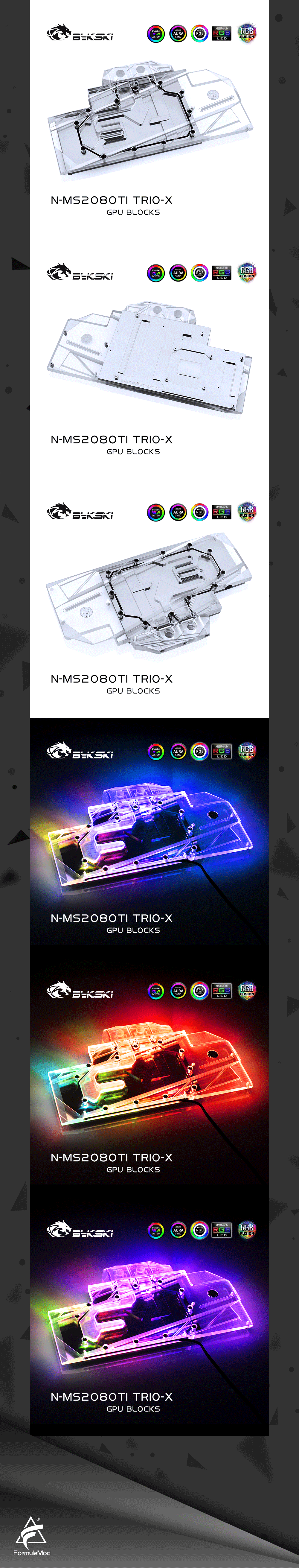 Bykski Full Cover Graphics Card Water Cooling Block, For MSI RTX 2080Ti TRIO, N-MS2080TI TRIO-X  