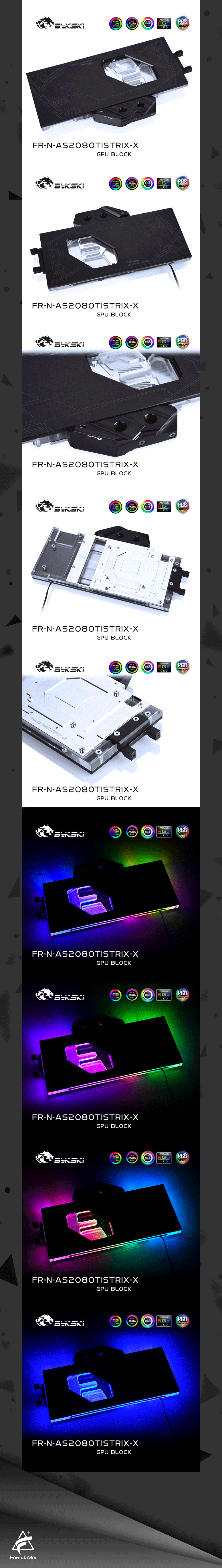 Bykski FR-N-AS2080TISTRIX-X, Water Block,Armor Style With Backplane Digital Thermometer,For Asus Rog Strix-RTX2080Ti-O11G-Gaming  