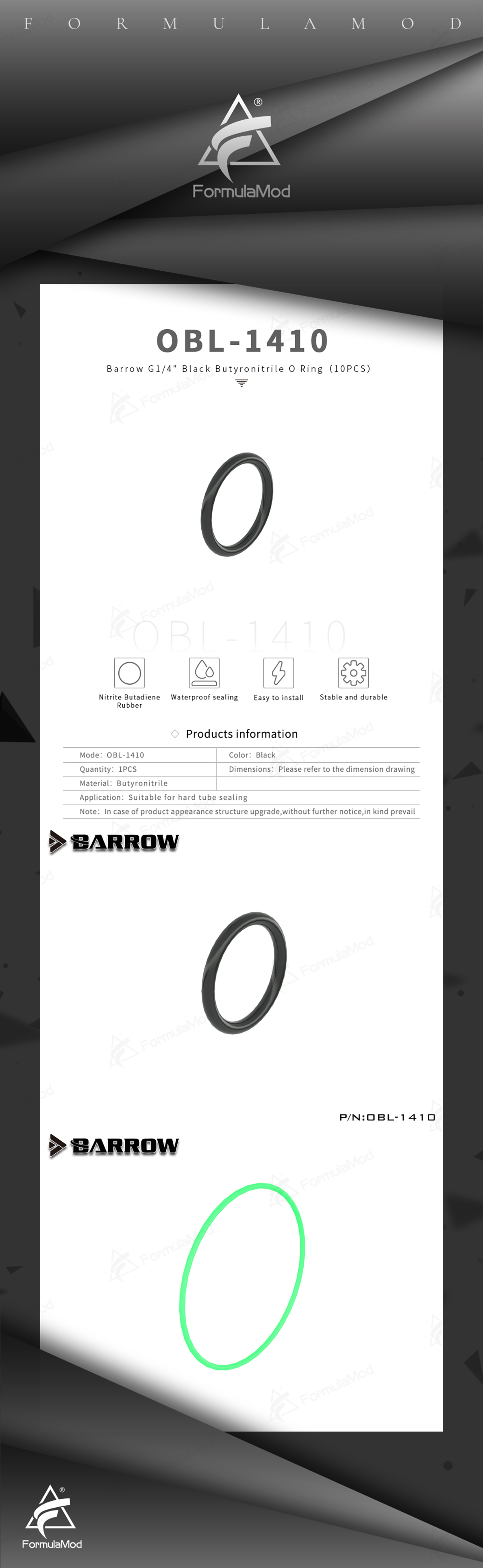 Barrow Silicone O-rings, For G1/4 Interface, For OD14/16mm Fittings, Water Cooling Practical Accessories, OBL/OG  