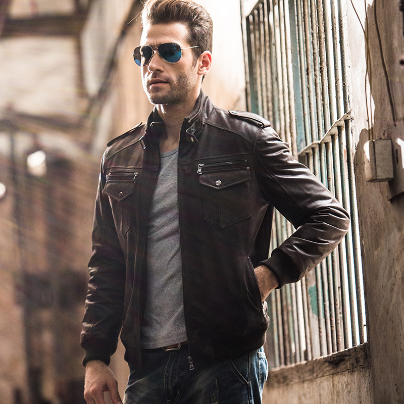 Black Classic mens leather biker Best traditional motorcycle jacket