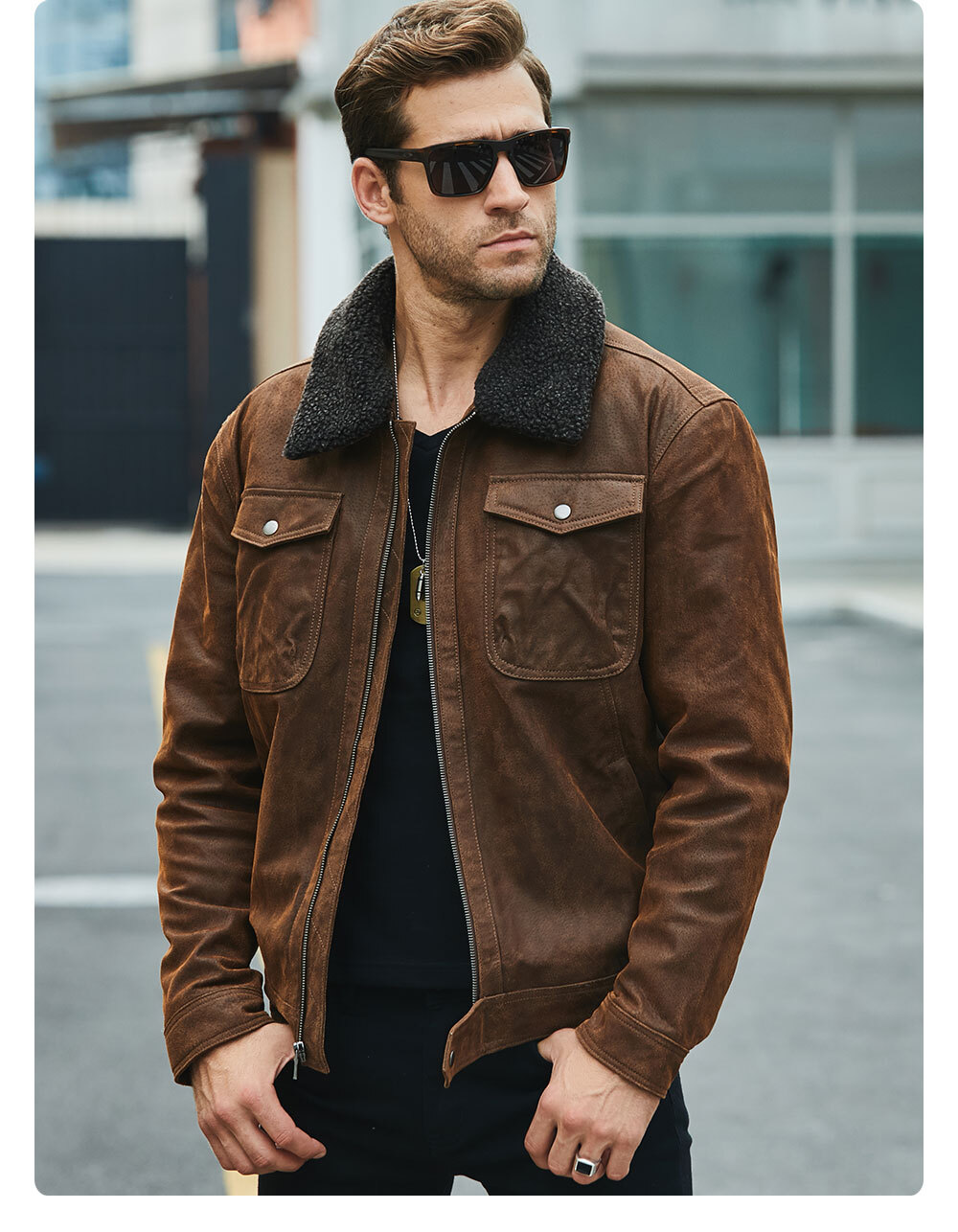  Men's leather Bomber jacket Removable Faux Fur Collar Buy men's bomber removable collar jacket| men's bomber removable collar jacket brands