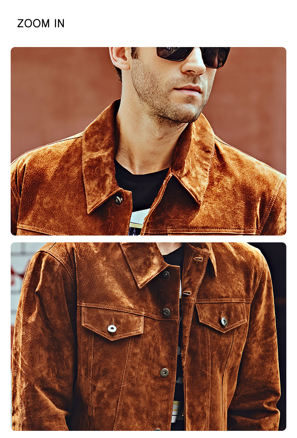Men's Leather Denim Jacket Brown MXGX289 Discount 100% polyester flavor leather denim jacket| buy discount 100% polyester flavor leather denim jacket