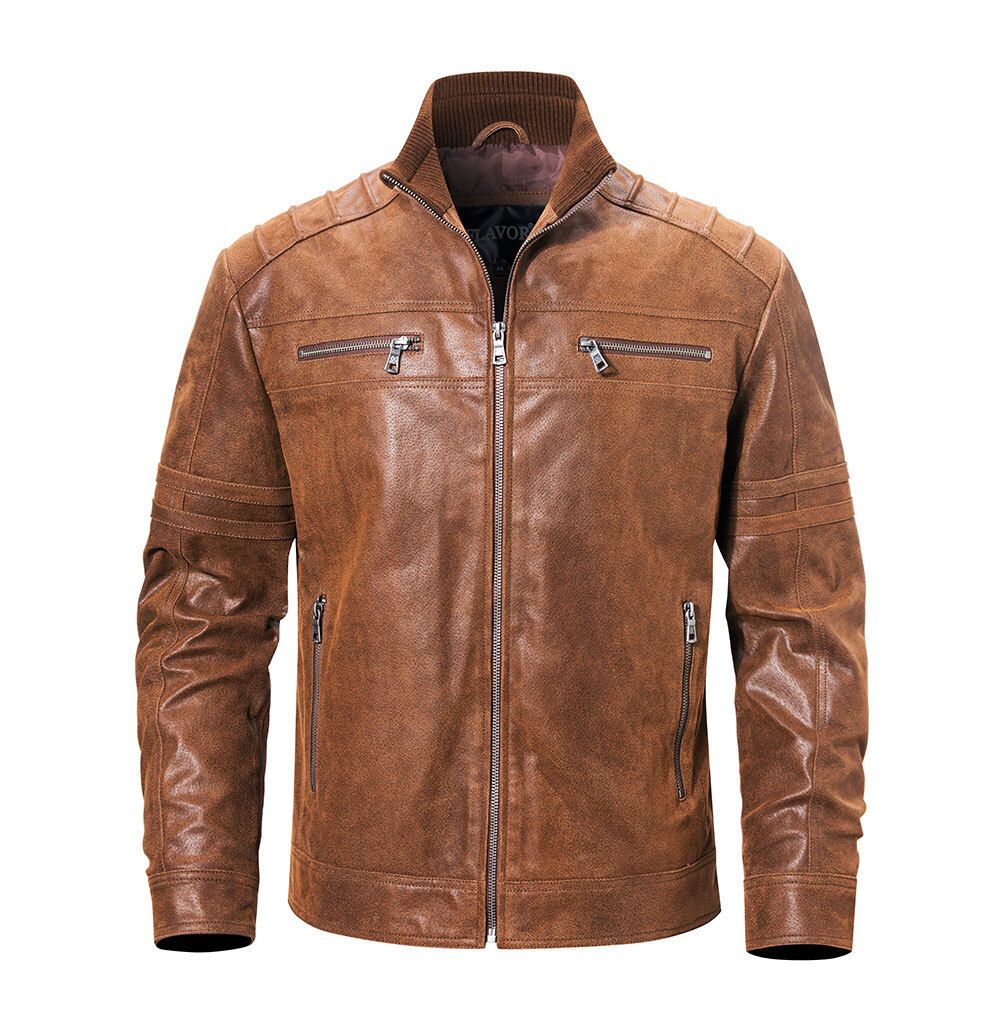 New Men's Real Leather Causal Jacket with Genuine Pigskin Leather Men Motorcycle Leather Coat MXGX20-5 