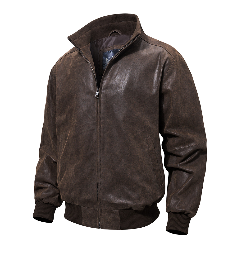  FLAVOR Men's Real Leather Bomber Casual Jacket MXGX20-15 