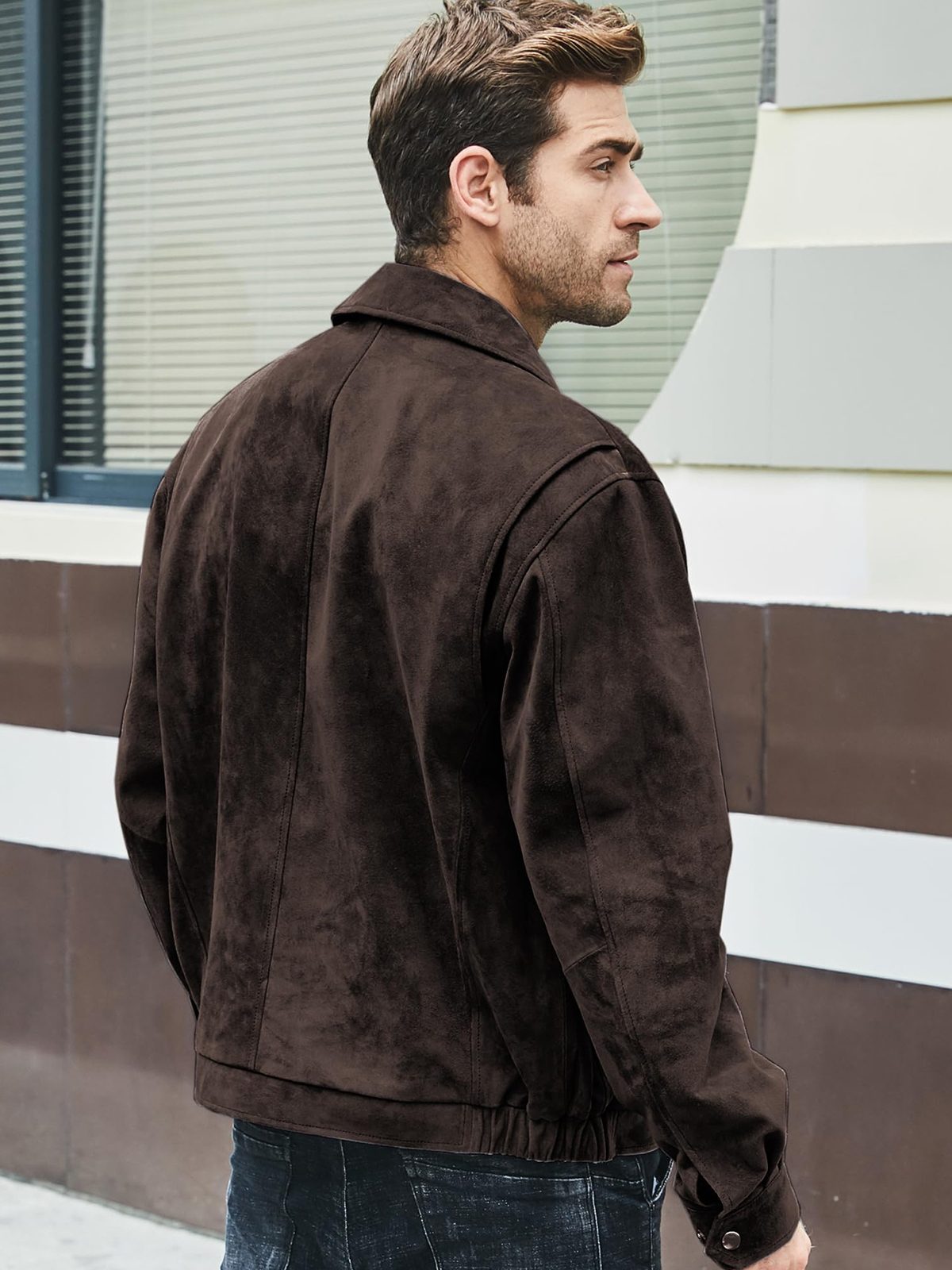 Men's Gray Suede Leather Jacket Bomber MXGX294 Buy flavor leather moto jacket| buy pigskin leather jacket