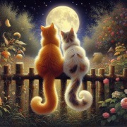 Sunature Diamond Painting Art Full Square Round Drills Cat Couple Noon Diamond Painting Kit