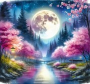 Sunature Diamond Painting Art Full Square Round Drills Moon Tree Night Diamond Painting Kit