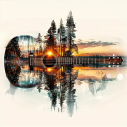 Sunature Diamond Painting Art Full Square Round Drills Guitar Forest Free Diamond Painting Kit